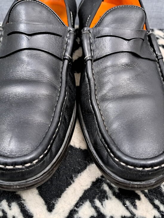 Santoni Leather Loafers Black Men\'s Dress Shoes Size 12 main image 9